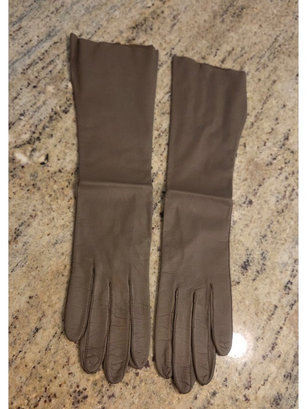 Vintage Womens Size S Brown Leather Formal 14.5" Long Gloves